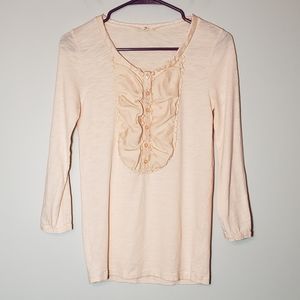 J. Crew Peach Colored Tuxedo Henley Top Size XS